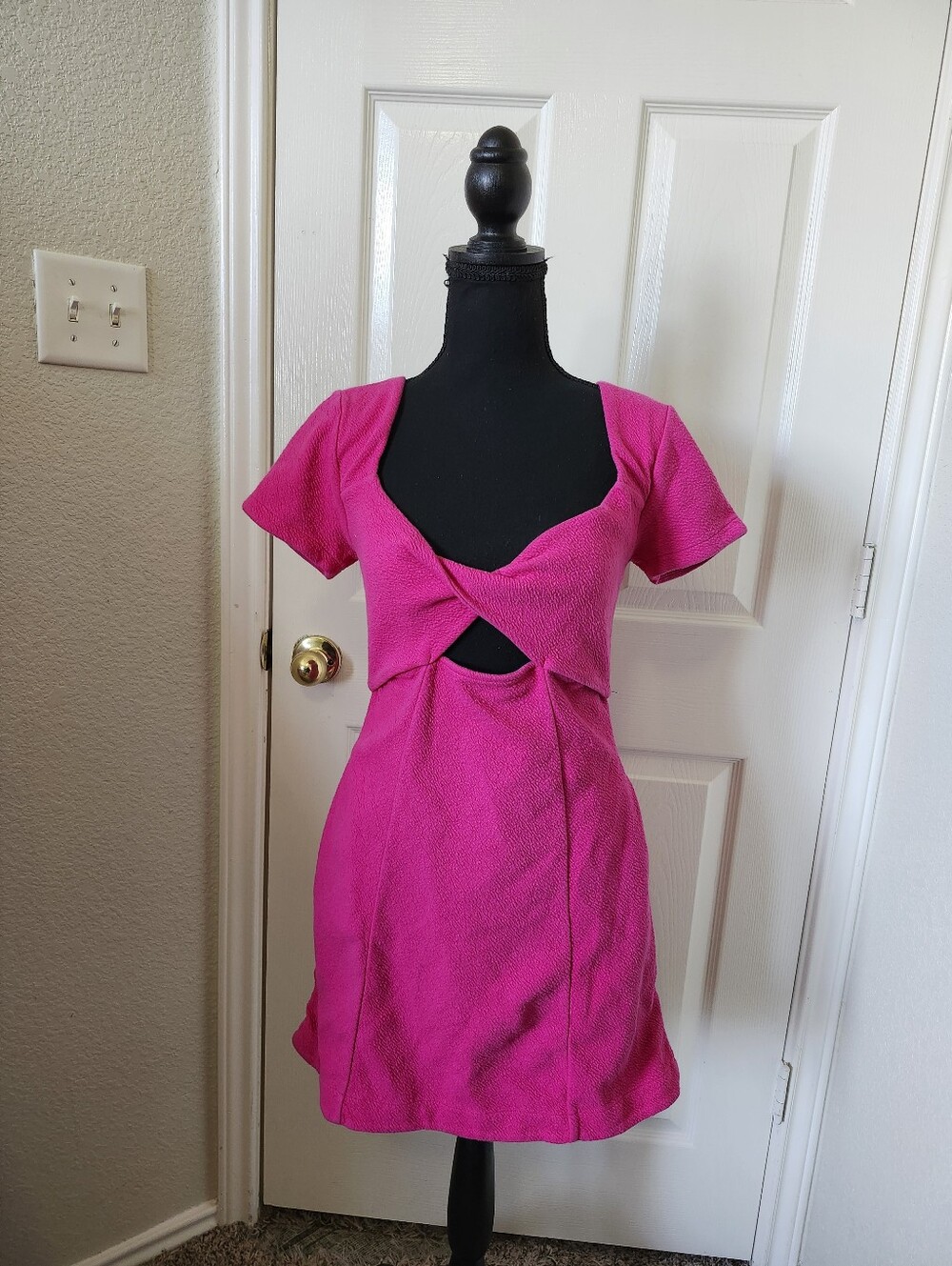 Anthropologie Fuchsia Twist Cutout Mini Dress